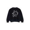 Jenest Jimmy Cardigan Navy Blue – donkerblauwe teddy cardigan met grote ecru borduring op de rug | Verkrijgbaar bij Little Fashion Addict
