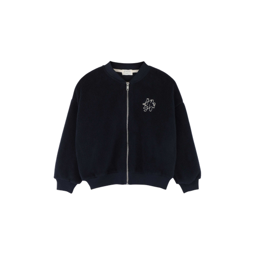 Jenest Jimmy Cardigan Navy Blue – donkerblauwe teddy cardigan voor jongens met ritssluiting | Verkrijgbaar bij Little Fashion Addict