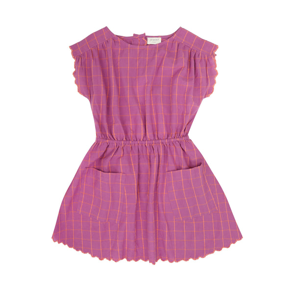 Zomerse jurkje van Jenest in het violet | Kiki Dress Violet Purple Check | verkrijgbaar bij Little Fashion Addict