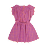 Zomerse jurkje van Jenest in het violet | Kiki Dress Violet Purple Check | verkrijgbaar bij Little Fashion Addict