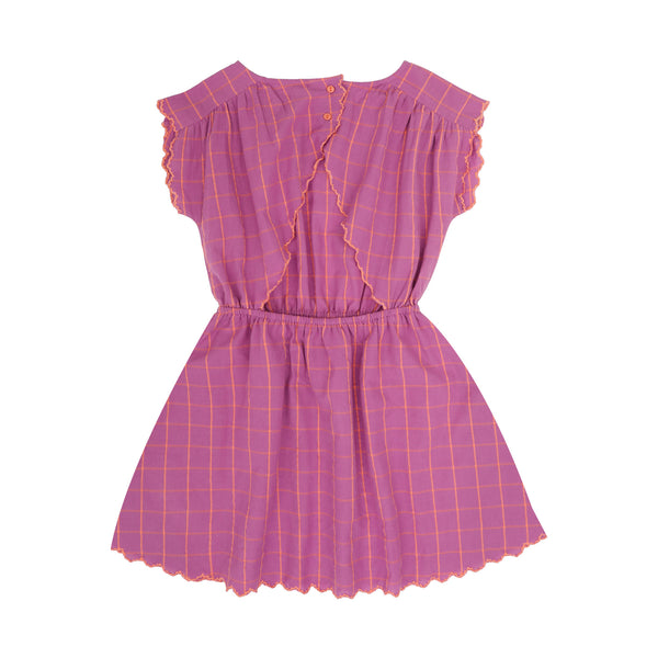 Zomerse jurkje van Jenest in het violet | Kiki Dress Violet Purple Check | verkrijgbaar bij Little Fashion Addict