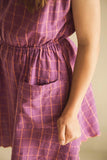 Zomerse jurkje van Jenest in het violet | Kiki Dress Violet Purple Check | verkrijgbaar bij Little Fashion Addict