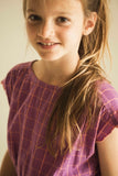 Zomerse jurkje van Jenest in het violet | Kiki Dress Violet Purple Check | verkrijgbaar bij Little Fashion Addict