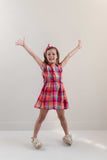 Kiki Dress van Jenest in fuchsia multicolor ruit | Little Fashion Addict