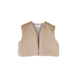 Jenest Lily Fur Gilet Caramel Brown – zacht faux fur gilet voor meisjes met bedrukte voering | Verkrijgbaar bij Little Fashion Addict