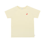 Unisex T-shirt van Jenest in zonnig geel met streepjes | Nurture T-shirt Sunny Yellow Stripe | Verkrijgbaar voor jongens en meisjes van 4 tot 10 jaar bij Little Fashion Addict