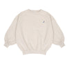 Oversized ecru sweater met blauwe 'One of a Kind' rugprint van Jenest, voor meisjes | Verkrijgbaar bij Little Fashion Addict