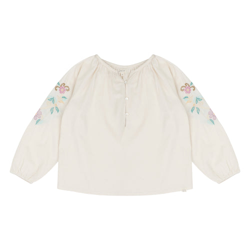 Jenest Lilly Blouse | Trendy en zachte poplin blouse met bloemenborduursel voor meisjes | Verkrijgbaar bij Little Fashion Addict