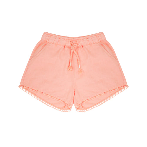 Stijlvolle abrikooskleurige short voor meisjes van Jenest | Mimi Shorts Peach Orange | Verkrijgbaar bij Little Fashion Addict