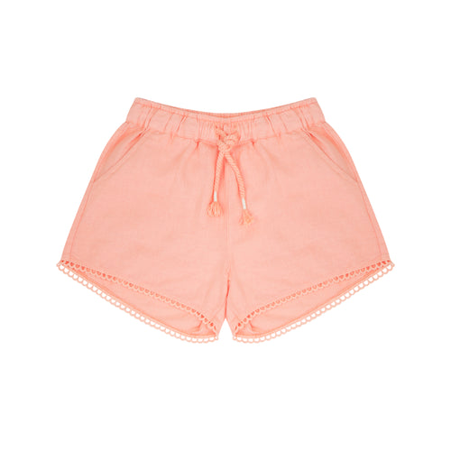 Stijlvolle abrikooskleurige short voor meisjes van Jenest | Mimi Shorts Peach Orange | Verkrijgbaar bij Little Fashion Addict