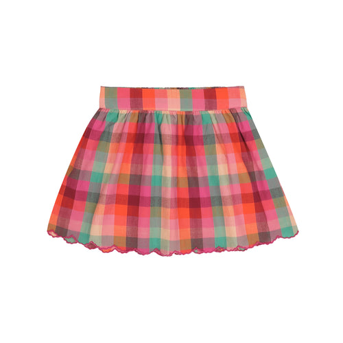 Sara Skirt van Jenest in fuchsia multicolor ruit | Little Fashion Addict