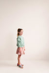 Sasha Skirt van Jenest in roze gestreept katoen | Sasha Skirt Peach Rose Stripe - Verkrijgbaar bij Little Fashion Addict