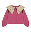 Littlefashionaddict - Letter To The World - Fur Therapy - AW23 - Ella Sweatshirt - Donkerroze Sweater met platte kraag voor meisjes - Beschikbaar vanaf 4 tot 11 jaar bij Littlefashionaddict.com