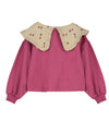 Littlefashionaddict - Letter To The World - Fur Therapy - AW23 - Ella Sweatshirt - Donkerroze Sweater met platte kraag voor meisjes - Beschikbaar vanaf 4 tot 11 jaar bij Littlefashionaddict.com
