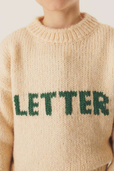 Littlefashionaddict - Letter To The World - Fur Therapy - AW23 - LTTW Jumper Cream - Crèmekleurige sweater voor jongens en meisjes - Beschikbaar vanaf 4 tot 11 jaar bij Littlefashionaddict.com