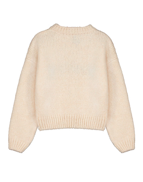 Littlefashionaddict - Letter To The World - Fur Therapy - AW23 - LTTW Jumper Cream - Crèmekleurige sweater voor jongens en meisjes - Beschikbaar vanaf 4 tot 11 jaar bij Littlefashionaddict.com