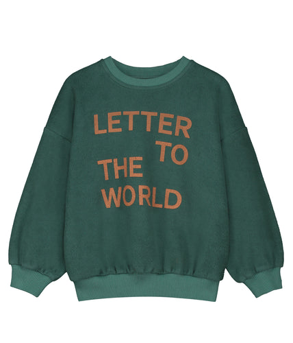 Littlefashionaddict - Letter To The World - Fur Therapy - AW23 - LLTW Sweatshirt in het donkergroen - Sweater voor jongens en meisjes - Beschikbaar vanaf 4 tot 11 jaar bij Littlefashionaddict.com