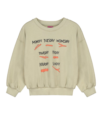 Littlefashionaddict - Letter To The World - Fur Therapy - AW23 - Stick Sweatshirt in het oyster - Parelwitte sweater voor meisjes met allover print op de voorkant - Beschikbaar vanaf 4 tot 11 jaar bij Littlefashionaddict.com