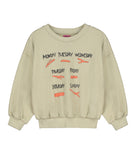 Littlefashionaddict - Letter To The World - Fur Therapy - AW23 - Stick Sweatshirt in het oyster - Parelwitte sweater voor meisjes met allover print op de voorkant - Beschikbaar vanaf 4 tot 11 jaar bij Littlefashionaddict.com