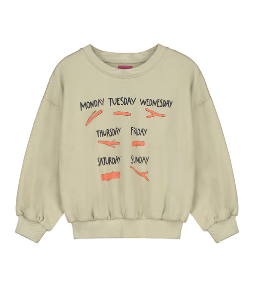 Littlefashionaddict - Letter To The World - Fur Therapy - AW23 - Stick Sweatshirt in het oyster - Parelwitte sweater voor meisjes met allover print op de voorkant - Beschikbaar vanaf 4 tot 11 jaar bij Littlefashionaddict.com