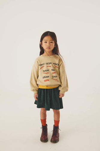 Littlefashionaddict - Letter To The World - Fur Therapy - AW23 - Stick Sweatshirt in het oyster - Parelwitte sweater voor meisjes met allover print op de voorkant - Beschikbaar vanaf 4 tot 11 jaar bij Littlefashionaddict.com