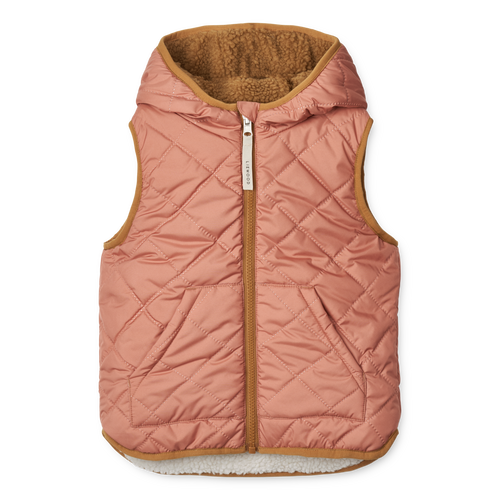 Littlefashionaddict - Liewood - AW23 - Diana Reversible Vest - Tuscany Rose Mix - Voor meisjes - Meisjesjas - Vanaf maat 104 in stock en verkrijgbaar bij Little Fashion Addict