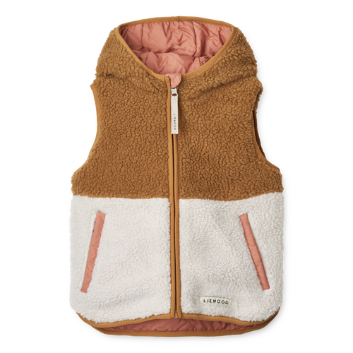 Littlefashionaddict - Liewood - AW23 - Diana Reversible Vest - Tuscany Rose Mix - Voor meisjes - Meisjesjas - Vanaf maat 104 in stock en verkrijgbaar bij Little Fashion Addict