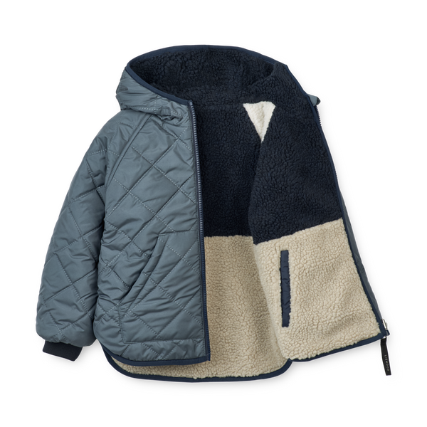 Littlefashionaddict - Liewood - AW23 - Jackson Reversible Jacket - Whale Blue Multi Mix - Voor meisjes en jongens - Meisjes- en jongensjas - Vanaf maat 104 tot maat 140 in stock en verkrijgbaar bij Little Fashion Addict