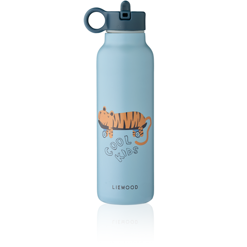 Liewood Falk drinkfles 500 ml Tiger Beach Blue met tijgerprint | Ontdek Liewood bij Little Fashion Addict