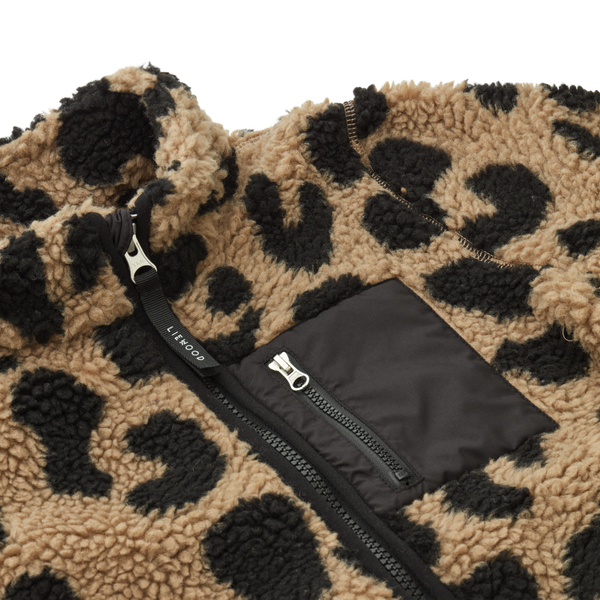 Nolan teddy fleece jas voor jongens en meisjes | Nolan Pile Jacket Mega Leo Oat Mix | Ontdek Liewood bij Little Fashion Addict