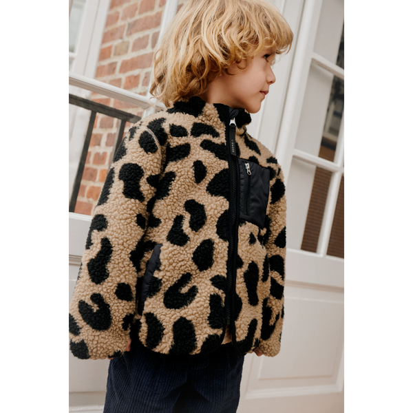 Nolan teddy fleece jas voor jongens en meisjes | Nolan Pile Jacket Mega Leo Oat Mix | Ontdek Liewood bij Little Fashion Addict
