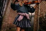  Donkergrijs rokje met violet strepen van Jenest met elastische tailleband. | Ontdek de Sara skirt van Jenest bij Little Fashion Addict