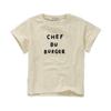 toere crèmekleurige Terry T-shirt met unieke 'Chef du Burger' opdruk uit de Venice Beach Baby collectie van Sproet & Sprout.
