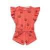 Schattige koraalkleurige jumpsuit met speels schelpenmotief uit de Venice Beach Baby collectie van Sproet & Sprout.