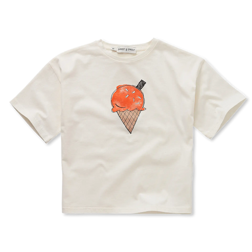 Off-white t-shirt met ijsjesprint voor meisjes en jongens van Sproet & Sprout | Verkrijgbaar bij Little Fashion Addict
