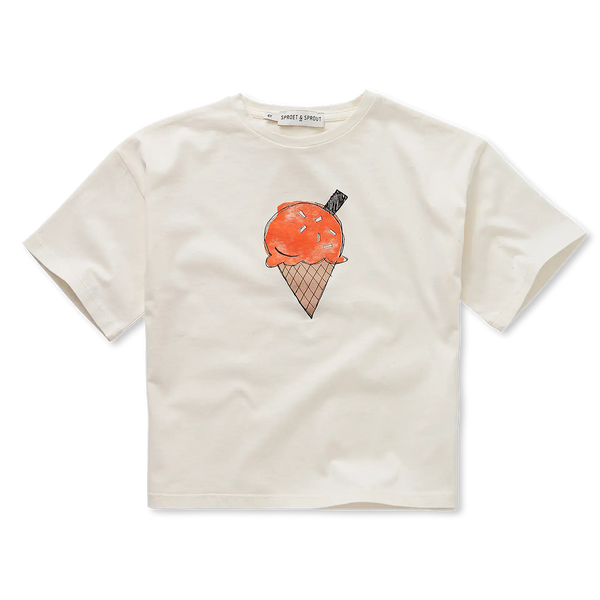 Off-white t-shirt met ijsjesprint voor meisjes en jongens van Sproet & Sprout | Verkrijgbaar bij Little Fashion Addict