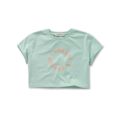 Mintkleurige crop t-shirt voor meisjes van Sproet & Sprout met logo | Uit de Champions League of Fun collectie