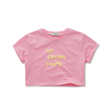 Boxy crop t-shirt ice cream champ podium pink voor meisjes van Sproet & Sprout | Uit de SS26 Champions League of Fun Collectie