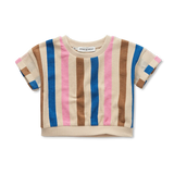 Cropped sweatershirt met strepen voor meisjes in sesame van Sproet & Sprout | Uit de Champions League of Fun collectie