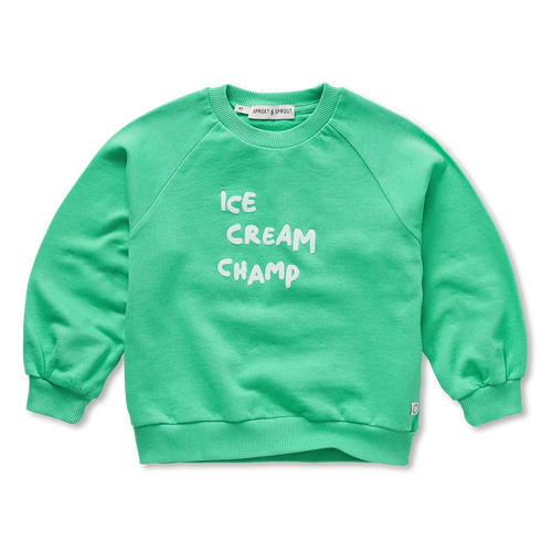 Jongens sweater Ice Cream Champ jade green van Sproet & Sprout. | Uit de Champions League of Fun collectie 