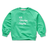 Jongens sweater Ice Cream Champ jade green van Sproet & Sprout. | Uit de Champions League of Fun collectie 