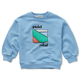 Unisex kids sweater in forever blue met Padel Rebel print van Sproet & Sprout | Uit de Champions League of Fun Collectie