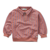 Jongens sweater met halve rits en kraag in rose dawn met strepen van Sproet & Sprout | Uit de Champions League of Fun Collectie