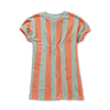 Gestreept loose dress kleedje in muntgroen en koraal van Sproet & Sprout in zachte terry stof | Uit de Champions League of Fun collectie - verkrijgbaar bij Little Fashion Addict