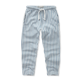 Gestreepte jongensbroek in denim blue van Sproet & Sprout | jersey twill Denim Pants uit de Champions League of Fun Collectie