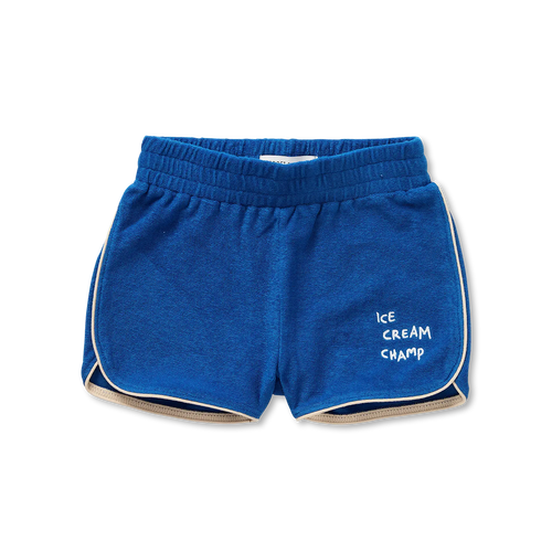 Terry sport short in kobaltblauw voor jongens van Sproet & Sprout | Terry sport shorts bleu uit de Champions League of Fun collectie