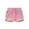 Terry sport short in oudroze van Sproet & Sprout voor meisjes, met gele biesjes en geborduurd ijsje | Uit de Champions League of Fun collectie 