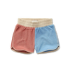 Colourblock terry sportshort in oudroze en lichtblauw van Sproet & Sprout voor jongens, gemaakt uit zachte badstof | Uit de Champions League of Fun - Verkrijgbaar bij Little Fashion Addict