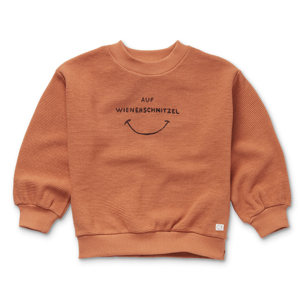 Littlefashionaddict - Sproet & Sprout - AW23 - The Alpine Hut - Sweatshirt Waffle Auf Wiederschnitzel - Voor jongens - Vanaf 4 tot 10 jaar in stock en verkrijgbaar bij Little Fashion Addict