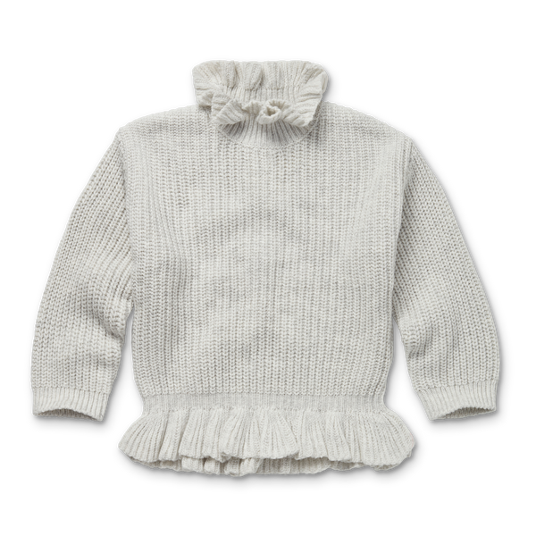 Littlefashionaddict - Sproet & Sprout - AW23 - The Alpine Hut - Peplum Sweater Ruffle Ivory - In het ivoor - Voor meisjes - Vanaf 4 tot 10 jaar in stock en verkrijgbaar bij Little Fashion Addict